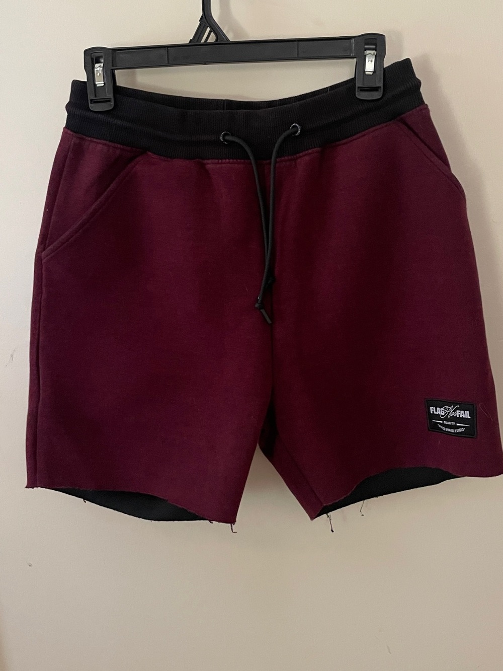 flag nor fail Men's Athletic Shorts in Burgundy with Black Waistband